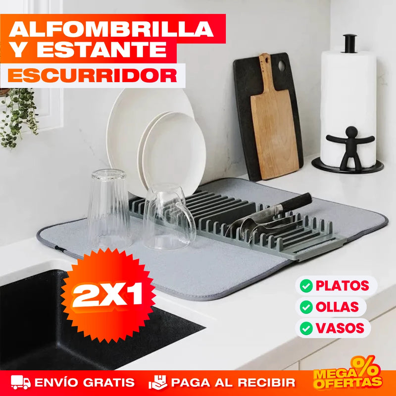 PROMO 2X1 ALFOMBRILLA ESCURRIDORA DE PLATOS SUPER ABSORBENTE