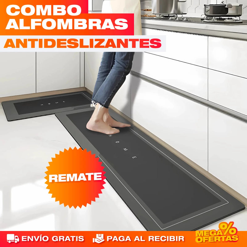 COMBO DE 2 ALFOMBRAS ANTIDESLIZANTES, SUPER ABSORBENTES PARA COCINA