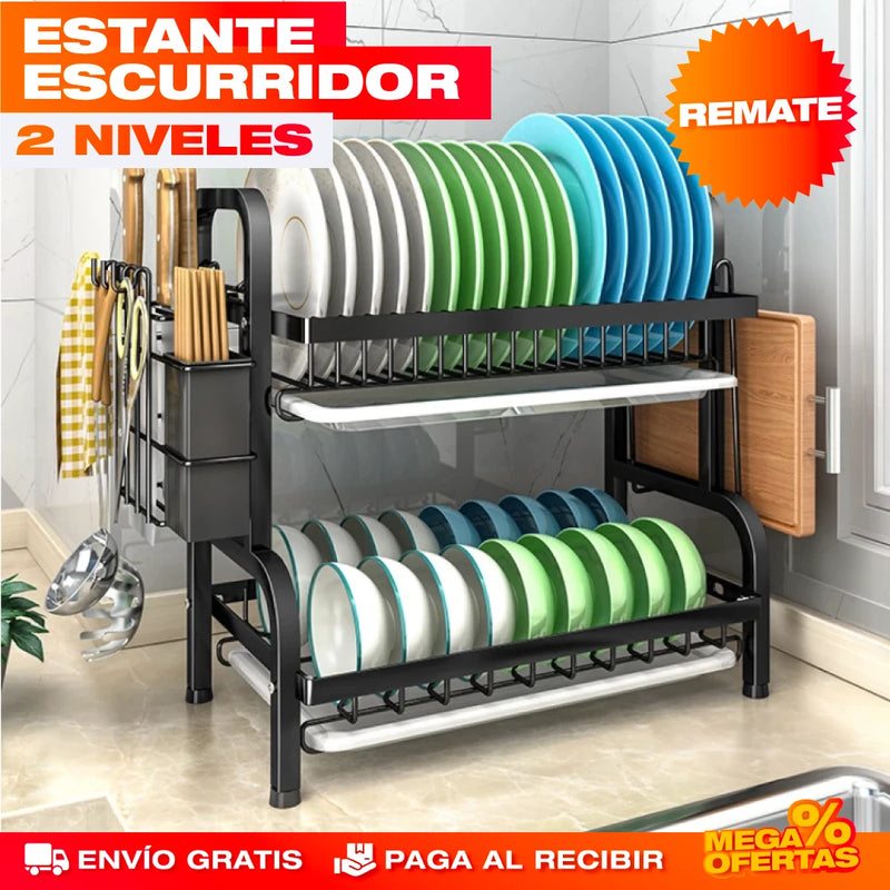 ESTANTE ESCURRIDOR PARA PLATOS DE 2 NIVELES