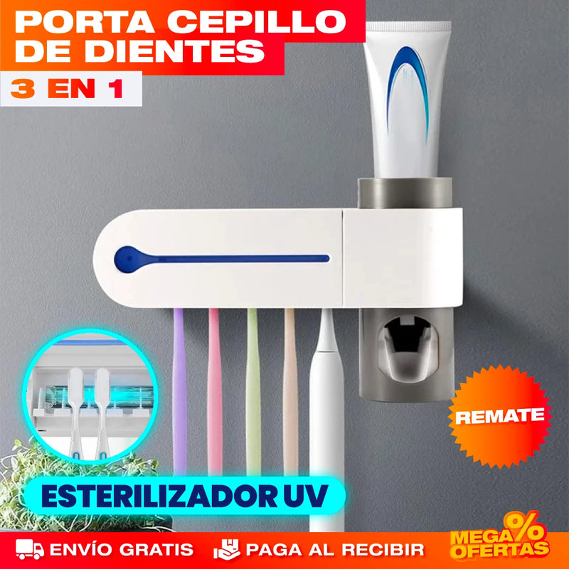 PORTA CEPILLO DE DIENTES 3 EN 1 ESTERILIZADOR UV