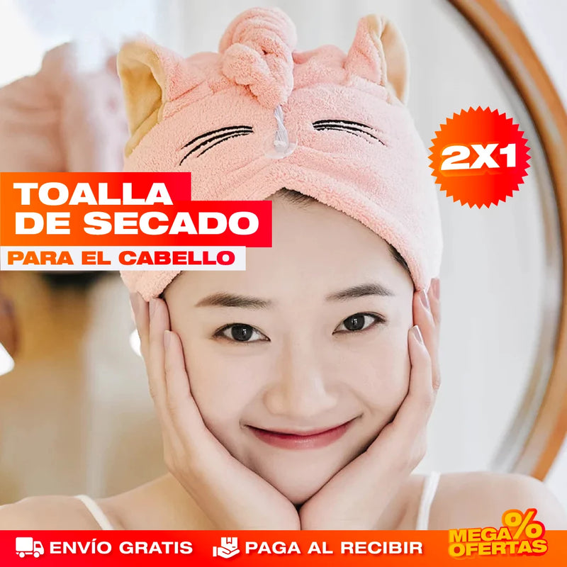 PROMO 2X1 TOALLA GORRO DE SECADO PARA EL CABELLO