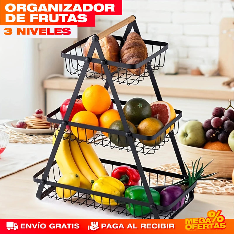 ORGANIZADOR DE FRUTAS DE 3 NIVELES (3 CESTAS)