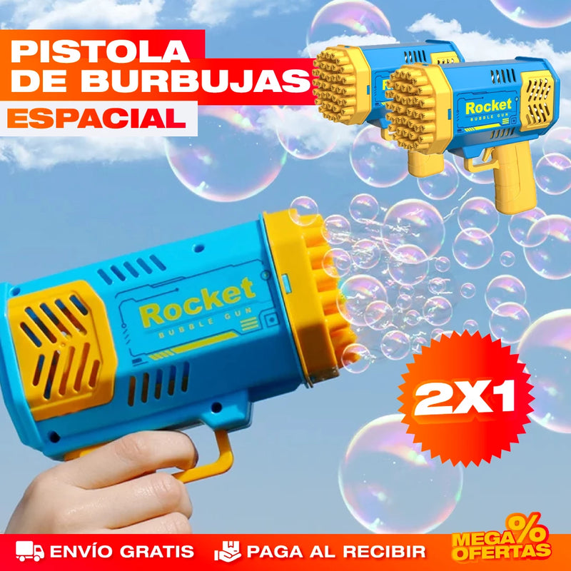 PROMO 2X1 PISTOLA DE BURBUJAS ESPACIAL