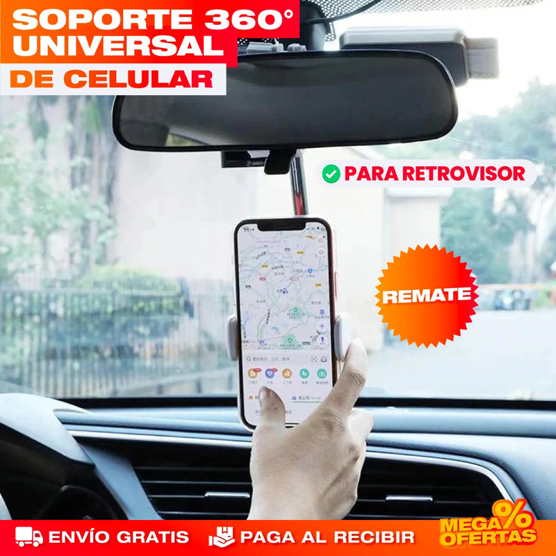 SOPORTE UNIVERSAL 360° DE CELULAR PARA RETROVISOR