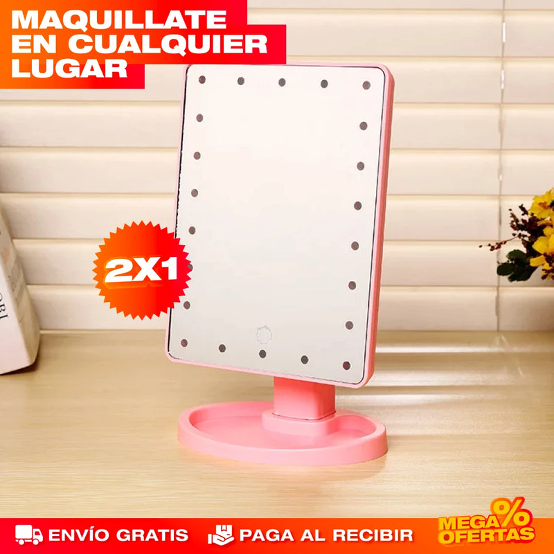 PROMO 2X1 ESPEJO DE MAQUILLAJE CON ILUMINACIÓN LED