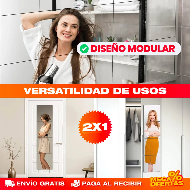 PROMO 2X1 LÁMINA DE ESPEJO ACRÍLICA ADHESIVA