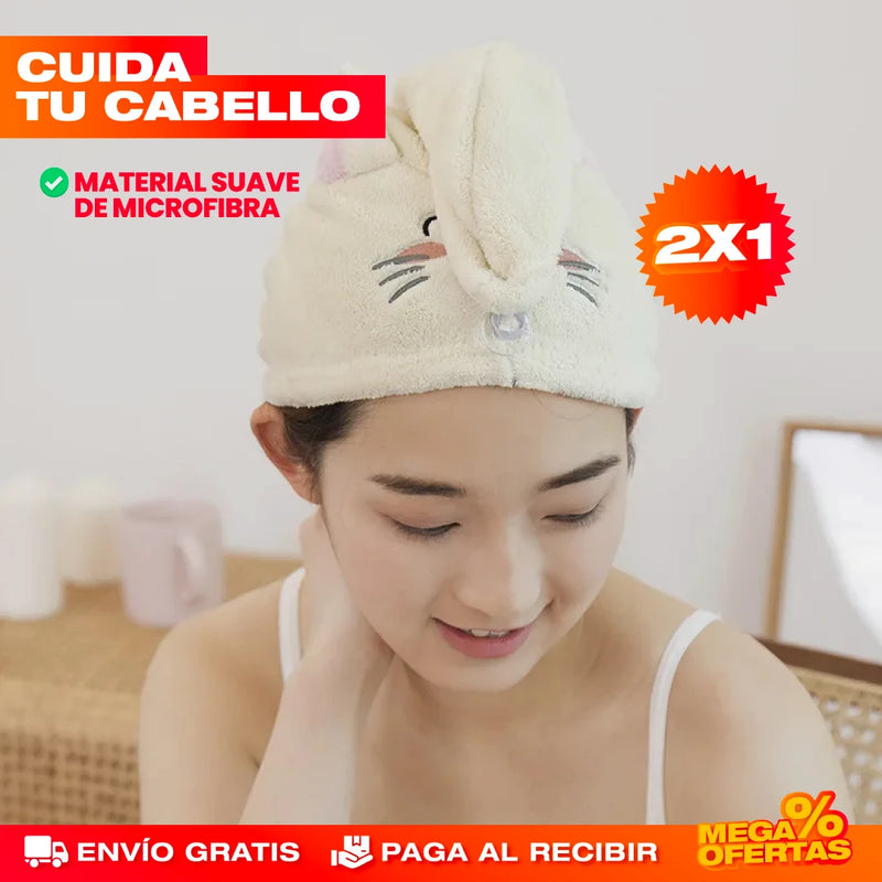 PROMO 2X1 TOALLA GORRO DE SECADO PARA EL CABELLO