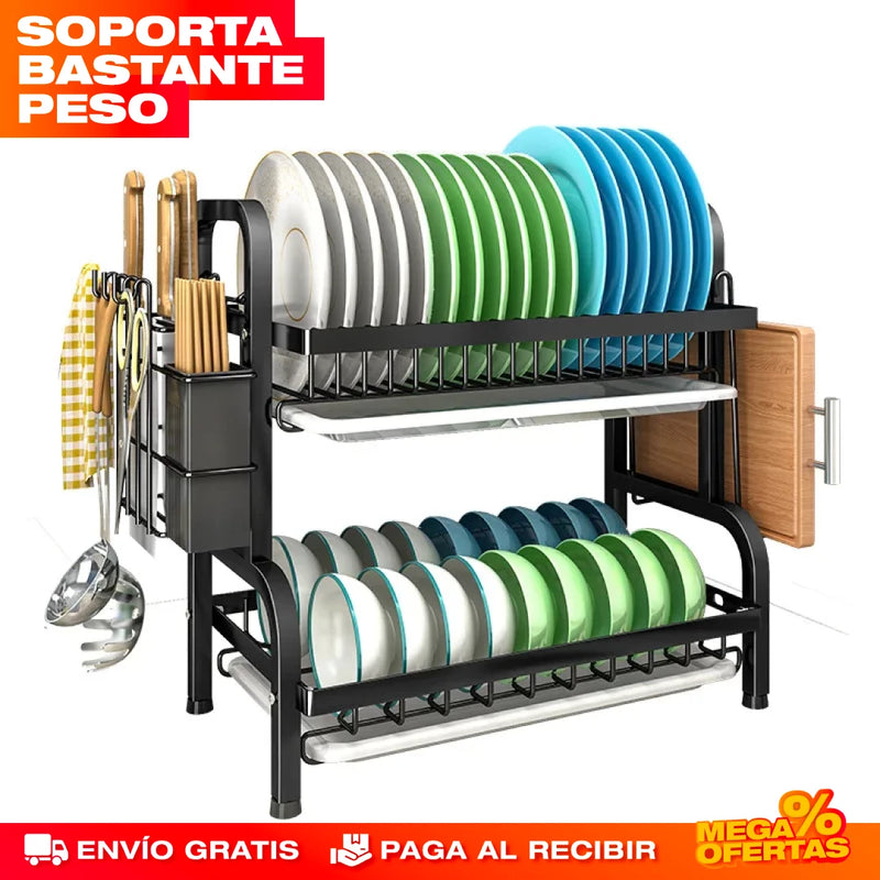 ESTANTE ESCURRIDOR PARA PLATOS DE 2 NIVELES