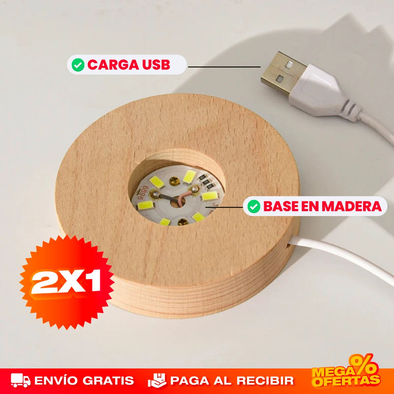 PROMO 2X1 LÁMPARA BOLA DE CRISTAL LED 3D