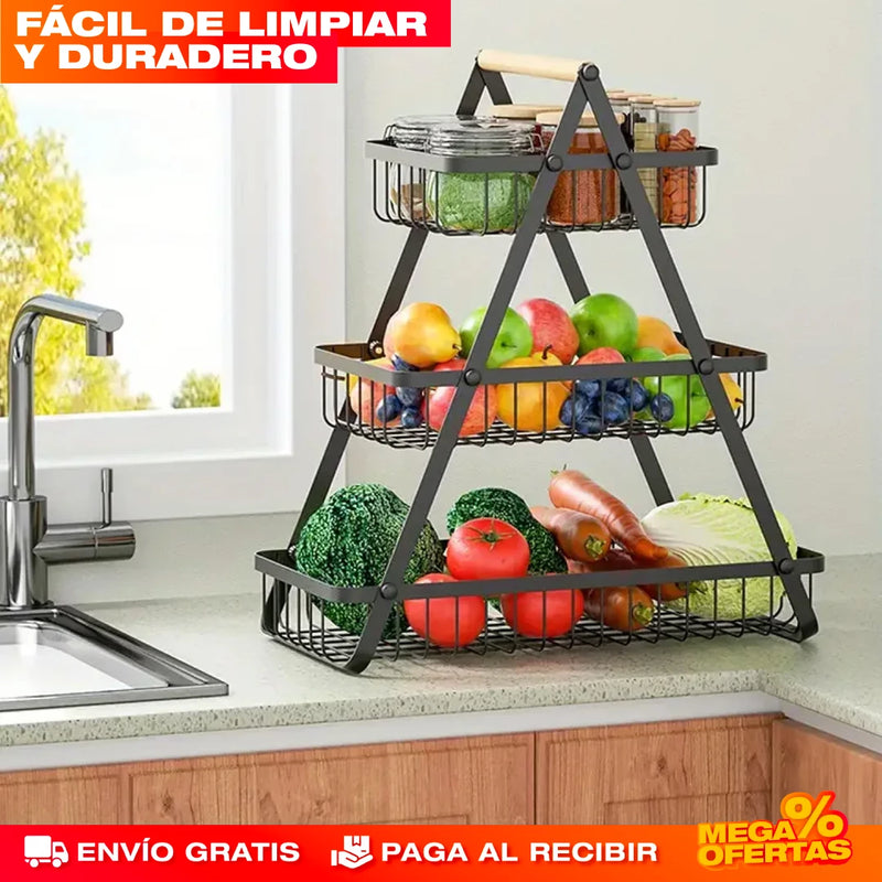 ORGANIZADOR DE FRUTAS DE 3 NIVELES (3 CESTAS)