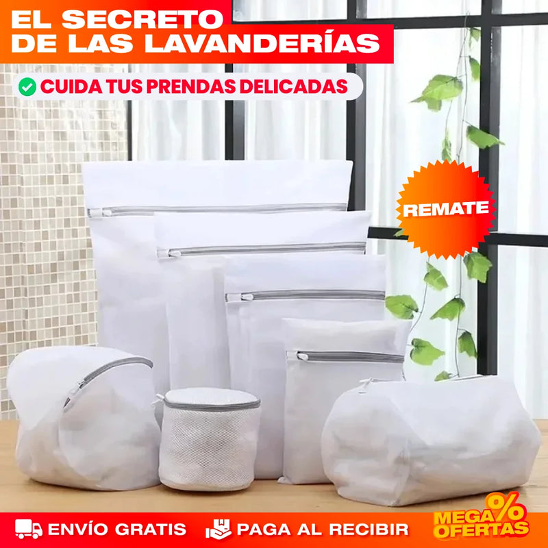 SET X 8 BOLSAS DE MALLA FINA PARA LAVANDERÍA