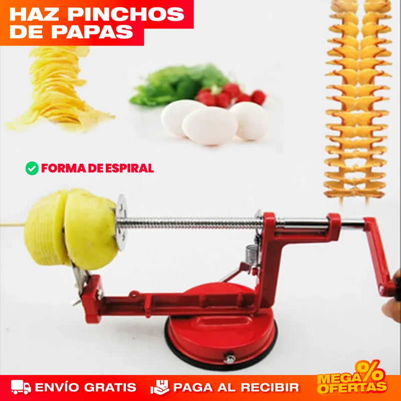 MÁQUINA CORTADORA DE PAPAS, FRUTAS Y VERDURAS EN ESPIRAL