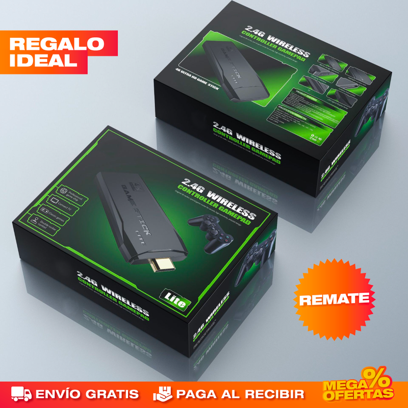 🎮 CONSOLA GAMESTICK 4K (+10.000 JUEGOS DE 9 CONSOLAS) + 2 MANDOS 👾