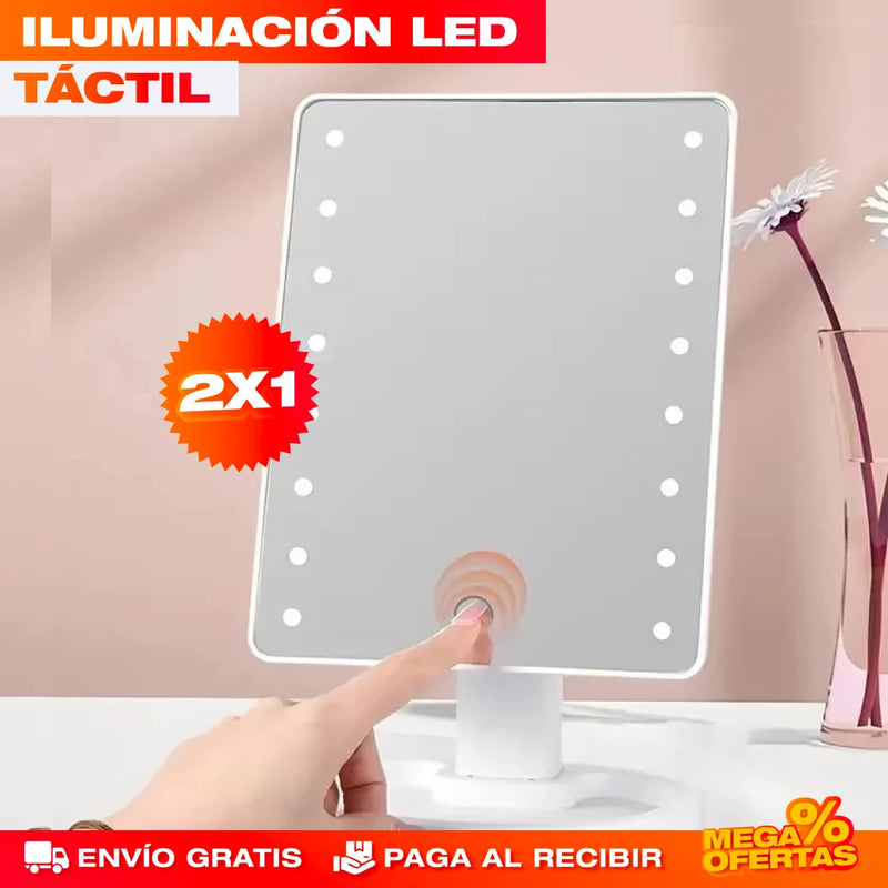 PROMO 2X1 ESPEJO DE MAQUILLAJE CON ILUMINACIÓN LED