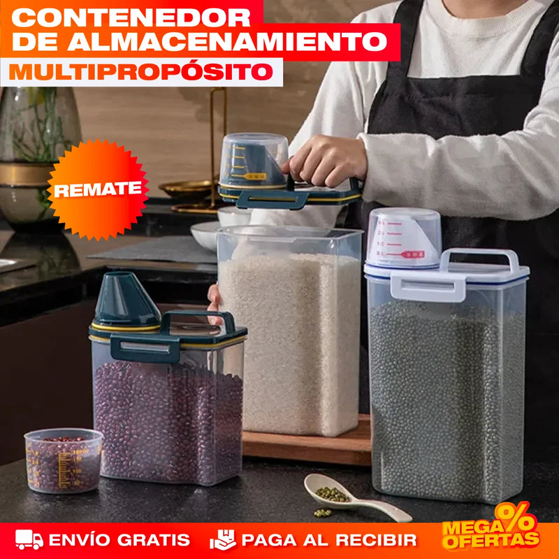 RECIPIENTE HERMÉTICO CON TAPA MEDIDORA