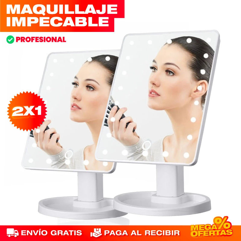 PROMO 2X1 ESPEJO DE MAQUILLAJE CON ILUMINACIÓN LED