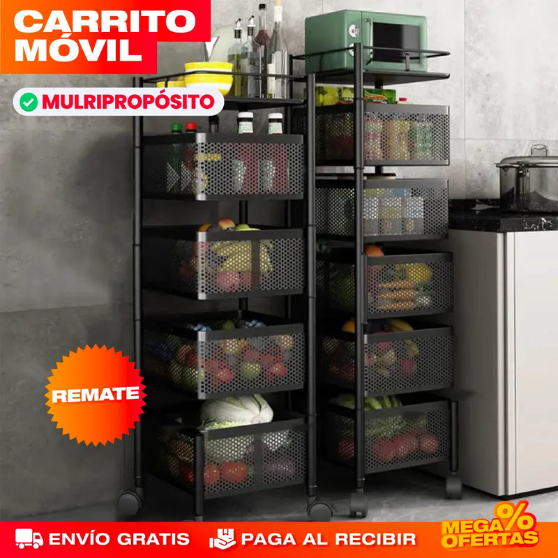 ESTANTERÍA GIRATORIA EXTRAÍBLE MULTIPROPÓSITO - CARRITO MÓVIL
