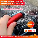 HERRAMIENTA MINI MARTILLO DE SEGURIDAD ROMPEVIDRIOS 2 EN 1