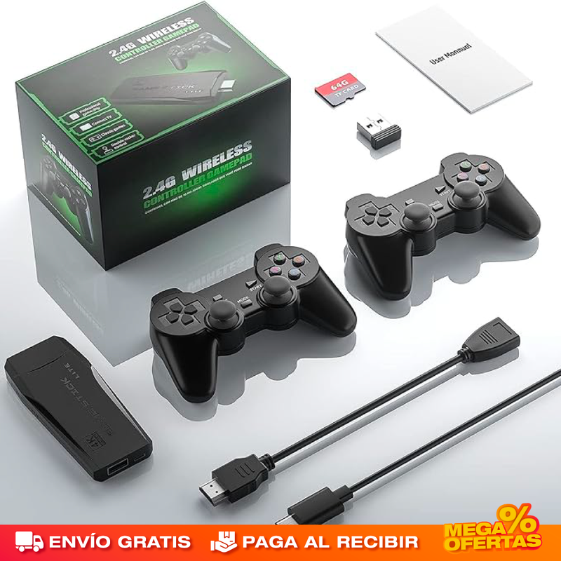 🎮 CONSOLA GAMESTICK 4K (+10.000 JUEGOS DE 9 CONSOLAS) + 2 MANDOS 👾