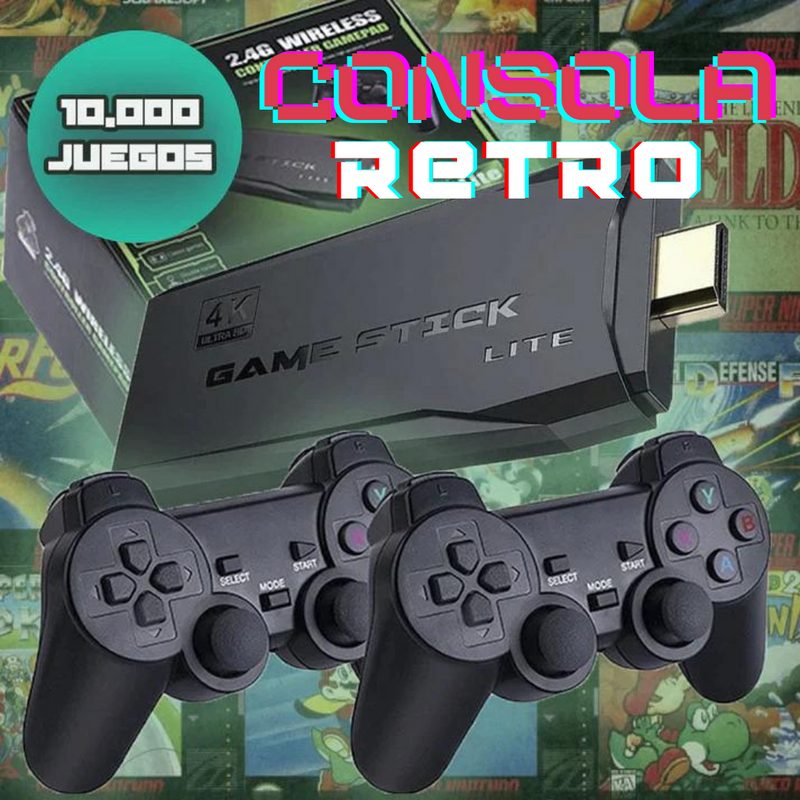 🎮 CONSOLA GAMESTICK 4K (+10.000 JUEGOS DE 9 CONSOLAS) + 2 MANDOS 👾