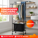 TENDEDERO ORGANIZADOR DE ROPA DOBLE CON CESTA