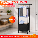 TENDEDERO ORGANIZADOR DE ROPA DOBLE CON CESTA