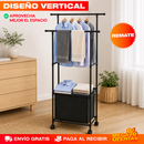 TENDEDERO ORGANIZADOR DE ROPA DOBLE CON CESTA