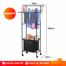 TENDEDERO ORGANIZADOR DE ROPA DOBLE CON CESTA