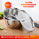 Tazón Rallador 3 en 1 Acero Inoxidable