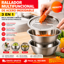Tazón Rallador 3 en 1 Acero Inoxidable