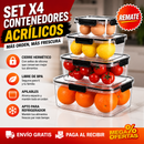 SET X4 CONTENEDORES ACRÍLICOS HERMÉTICOS