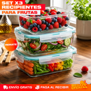 SET X3 RECIPIENTES DE VIDRIO HERMÉTICOS