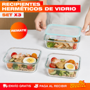 SET X3 RECIPIENTES DE VIDRIO HERMÉTICOS