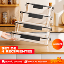 SET X4 CONTENEDORES ACRÍLICOS HERMÉTICOS