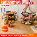 SET X4 CONTENEDORES ACRÍLICOS HERMÉTICOS