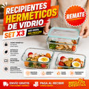 SET X3 RECIPIENTES DE VIDRIO HERMÉTICOS
