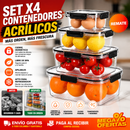 SET X4 CONTENEDORES ACRÍLICOS HERMÉTICOS
