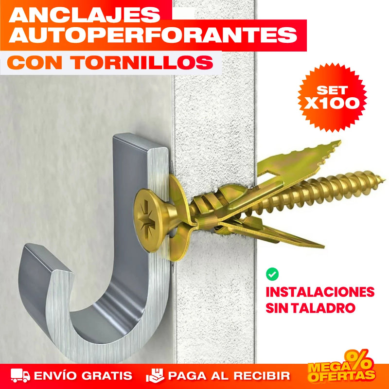 SET X 100 UND. ANCLAJES AUTOPERFORANTES CON TORNILLOS