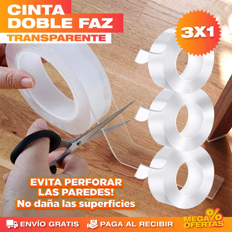 PROMO 3X1 CINTA DOBLE FAZ TRANSPARENTE